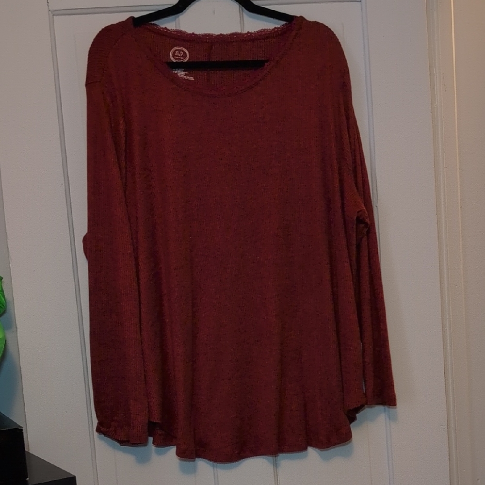 Elegant Burgundy Long Sleeve Top